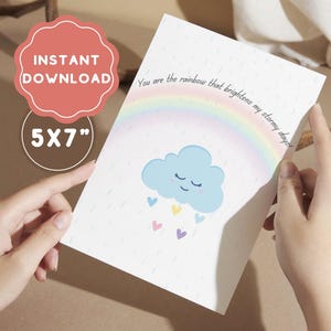 Grazioso biglietto di San Valentino a forma di nuvola, biglietto d'amore con pioggia per lui, regalo di San Valentino per il fidanzato, grazioso biglietto regalo, 5 x 7 pollici, download immediato