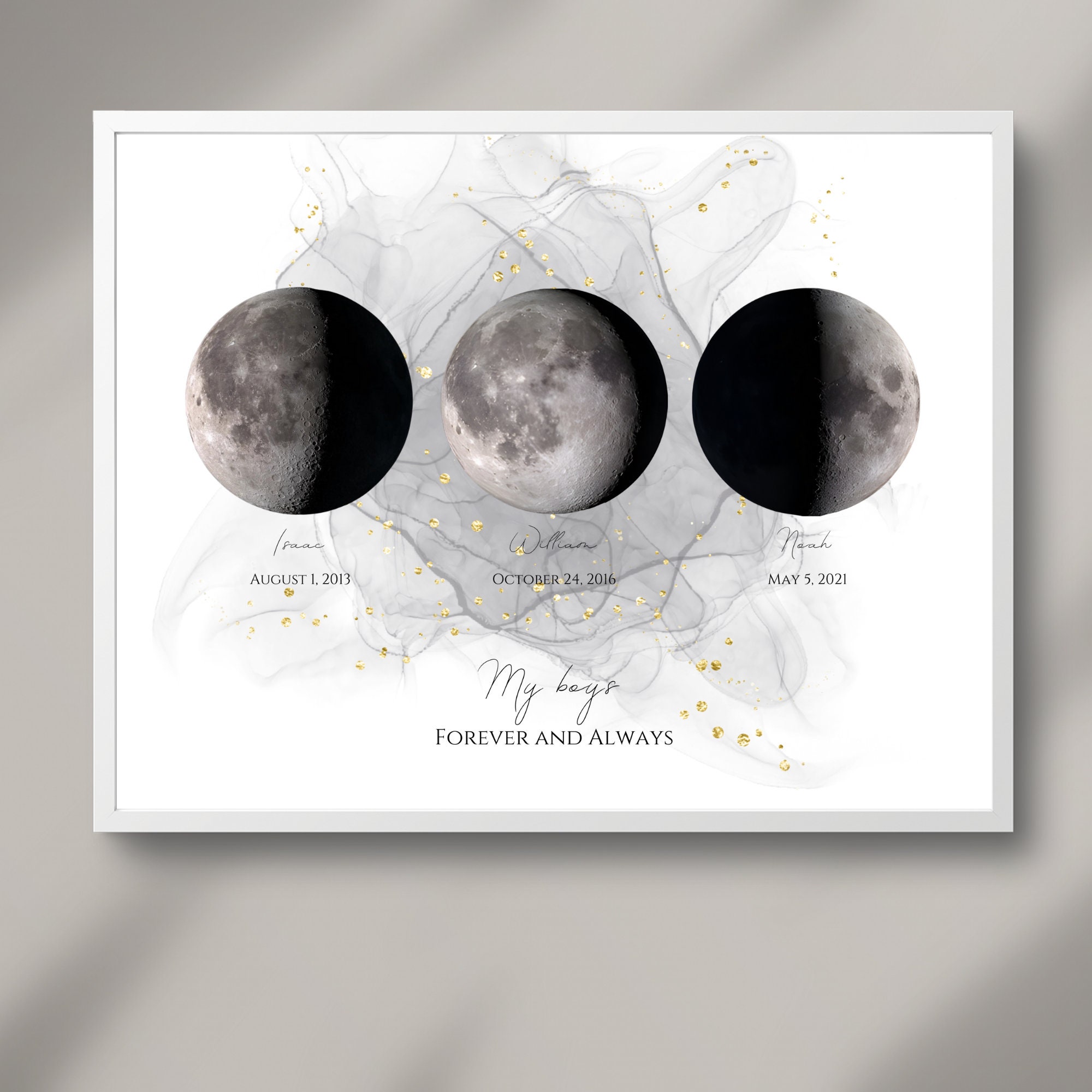 Custom Moon Phase Wall Art, Couple Moon Phase Print, 3 Moons Poster, Minimalist Moon Phase Art ...