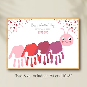 Little Love Bug Handprint Art, impronta della mano per San Valentino, ricordo per bambini, stampa di insetto, artigianato fai da te per bambini stampabile, download immediato