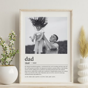 Custom Photo Dad Definition Wall Art, Dad Word Meaning Art, Personalized Photo Funny Dad Definition, Fathers Day Art, Fathers Day Gift