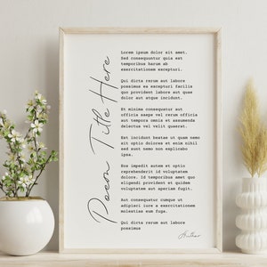 Gepersonaliseerde gedicht kunst, aangepaste gedicht print, minimalistische gedicht poster, handgeschreven tekst kunst, quote kunst, typografie poster, Wall Art Home decor