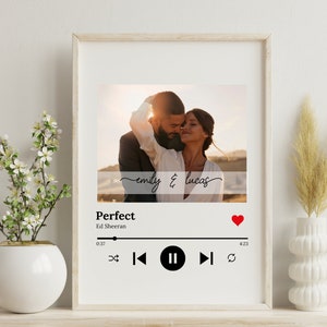 Benutzerdefinierter Song Druck mit Paar-Foto, Unser Song-Porträt, personalisierte Foto-Song-Wandkunst, druckbare deko-Shine-Player-Kunst, Valentinstagsgeschenk