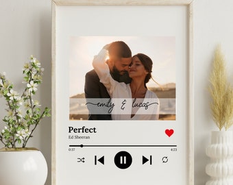 Custom Song Print with Couple Photo, Our Song Portrait, Personalized Photo Song Wall Art, Printable Spotify Player Art, Valentines Day Gift