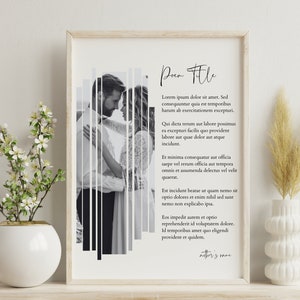 Custom Poem Print with Photo, Couple Photo Poem Wall Art, Printable Poetry, Minimalist Black and White Poem Poster, Valentines Day Gift