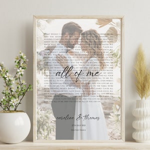Song Lyrics Print with Couple Photo, Our Song Wall Art, Custom Song Lyrics Art, Couple Song Art, Romantic Gift, Valentines Day Gift