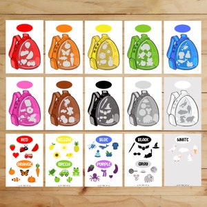 Color Sorting Game: Printable Matching Worksheets (A4, Digital Download)