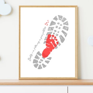 Dad Footstep Footprint Craft, Dad Gift from Kids, Printable Kids DIY Craft, Fathers Day Card from Toddler, Fathers Day Art, Fathers Day Gift