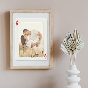 Custom Photo Ace of Hearts Print: Couple&#39;s Lucky Card Art (Digital Download