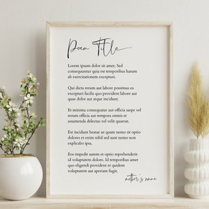 Custom Poem Print, Minimalist Poem Wall Art, Printable Poem Poster, Personalized Black and White Poetry, Valentines Day Gift