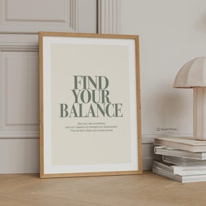 Hitta din balans Minimalistisk motiverande citat Utskrivbar väggkonst Typografi Dekor