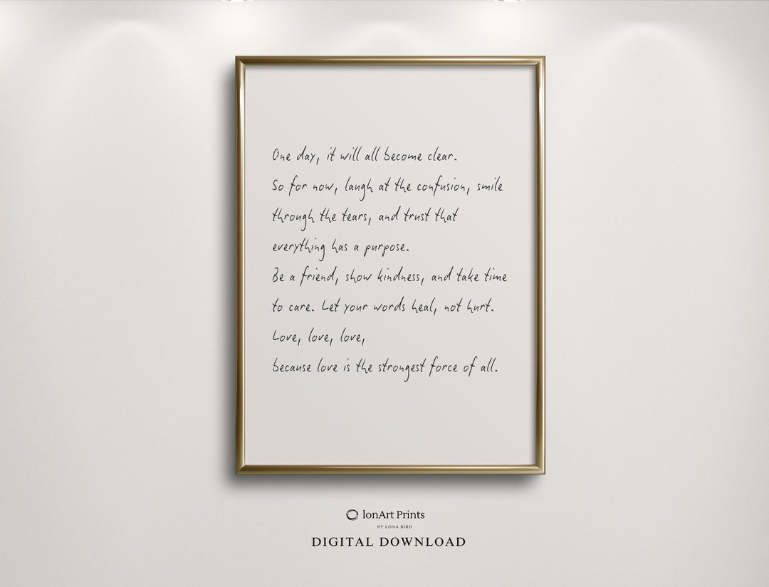 Inspirational PRINTABLE Wall Art, Love Kindness Quote, Minimalist ...