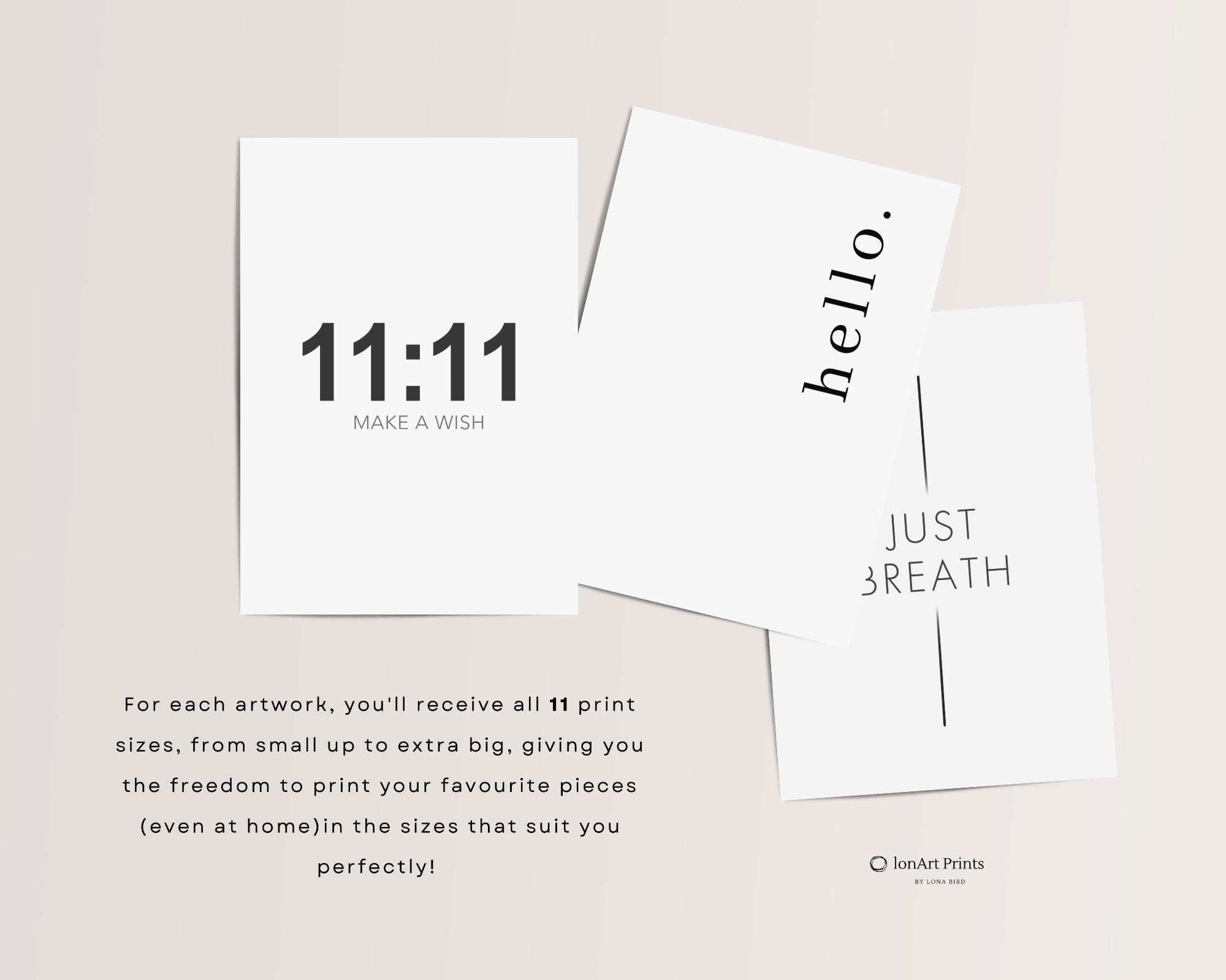 Minimalist Typography Wall Art Set, Black and White Quote Prints ...