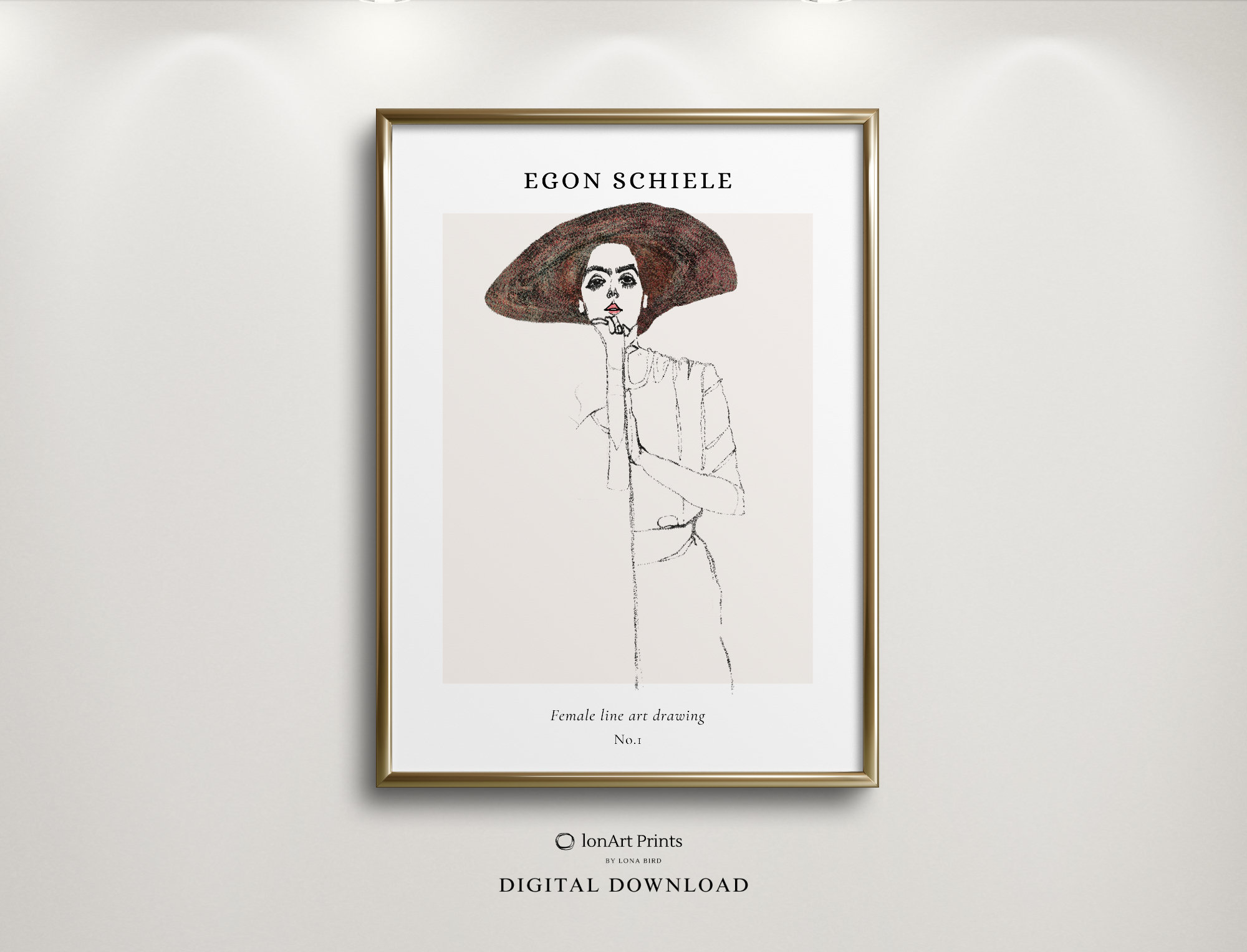 Egon Schiele Woman Portrait, Minimalist Line Art Print (digital