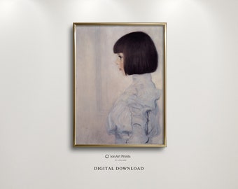 Helene Klimt Portrait Print, Gustav Klimt Art, Japandi Decor (Digital Download)