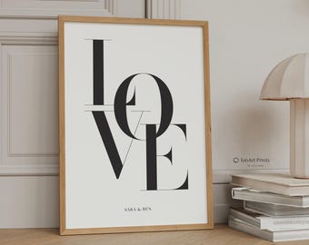 Personalized Love Typography Print, Couples Names, Anniversary Gift (Digital Download)