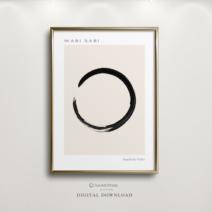 Zen Buddhism Art, Wabi Sabi Abstract Enso Symbol, Japandi