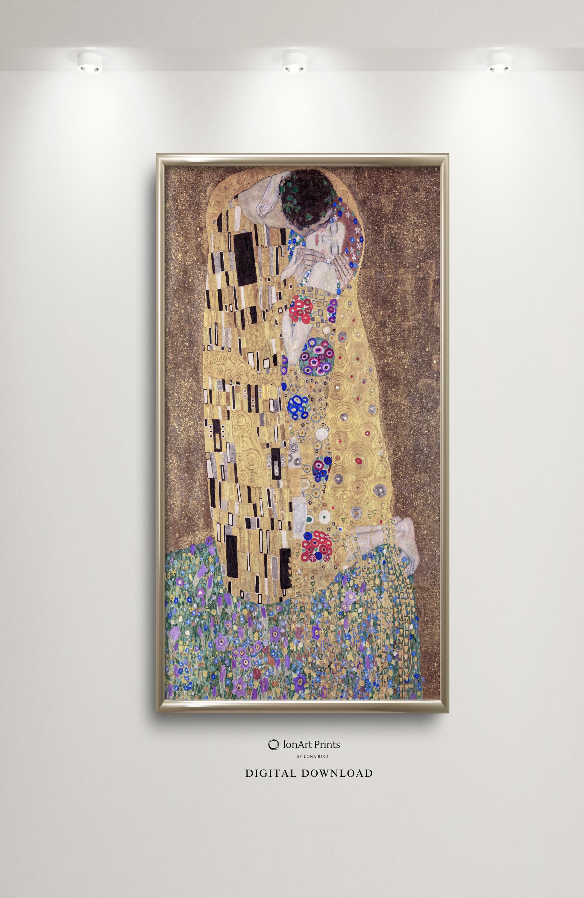 Printable the Kiss Wall Art | Gustav Klimt Vertical Artwork | Tall