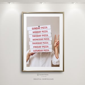 Funny Pizza Wall Art, Modern Foodie Kitchen Decor, Pizza Lover Printable Art, Minimalist Humorous Dining Poster, Dining room pop culture Art