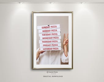 Funny Pizza Wall Art, Modern Foodie Kitchen Decor, Pizza Lover Printable Art, Minimalist Humorous Dining Poster, Dining room pop culture Art