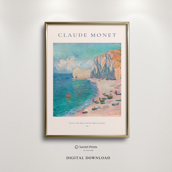 Claude Monet Art, High-Quality Printable Wall Art, French Impressionism, Étretat, Falaise d'Amont, Artful Monet Poster, Vintage Wall Art