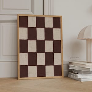 Neutrale dambordprint, moderne geometrische wanddecoratie (digitale download)