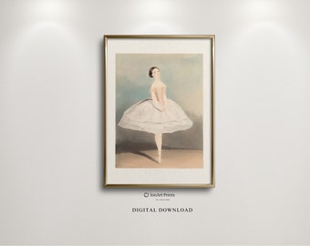Antique Ballerina Printable Art, Vintage Style for Girls Room, Nursery Decor,Textured Background, Muted Pastel,Classic Elegance,High quality