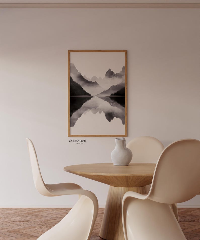 Minimalist Mountain Print, Black and White Zen Landscape, Neutral Wall ...