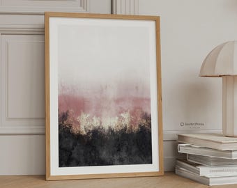 PRINTABLE Abstract Gold and Pink Wall Art - High-Quality Minimalist Digital Art For Living Room