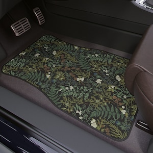 Grüne Wildblumen Auto-Fußmatten, Cottagecore Gen Z Autozubehör, Boho Cute Car Decor für Frauen