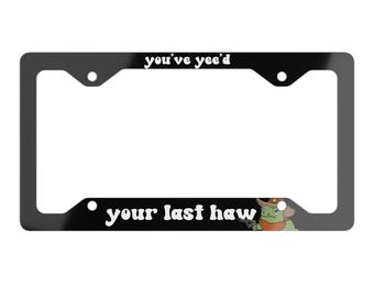 Funny Cowboy Frog License Plate Frame, Funny Gen Z Car Bumper, Cottagecore Car Decor, Vehicle Accessories Gift for Her Him