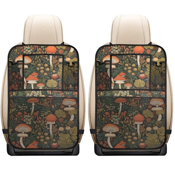 Mushroom Kick Back Car Seat Organiser Cover, Wildflower Cottagecore Storage Car Accessories, Cute Car Decor, Gift for Her