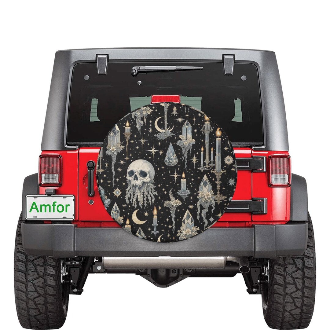 Crystals Skull Car Spare Wheel Cover for Tire, Medievil Tyre Car ...