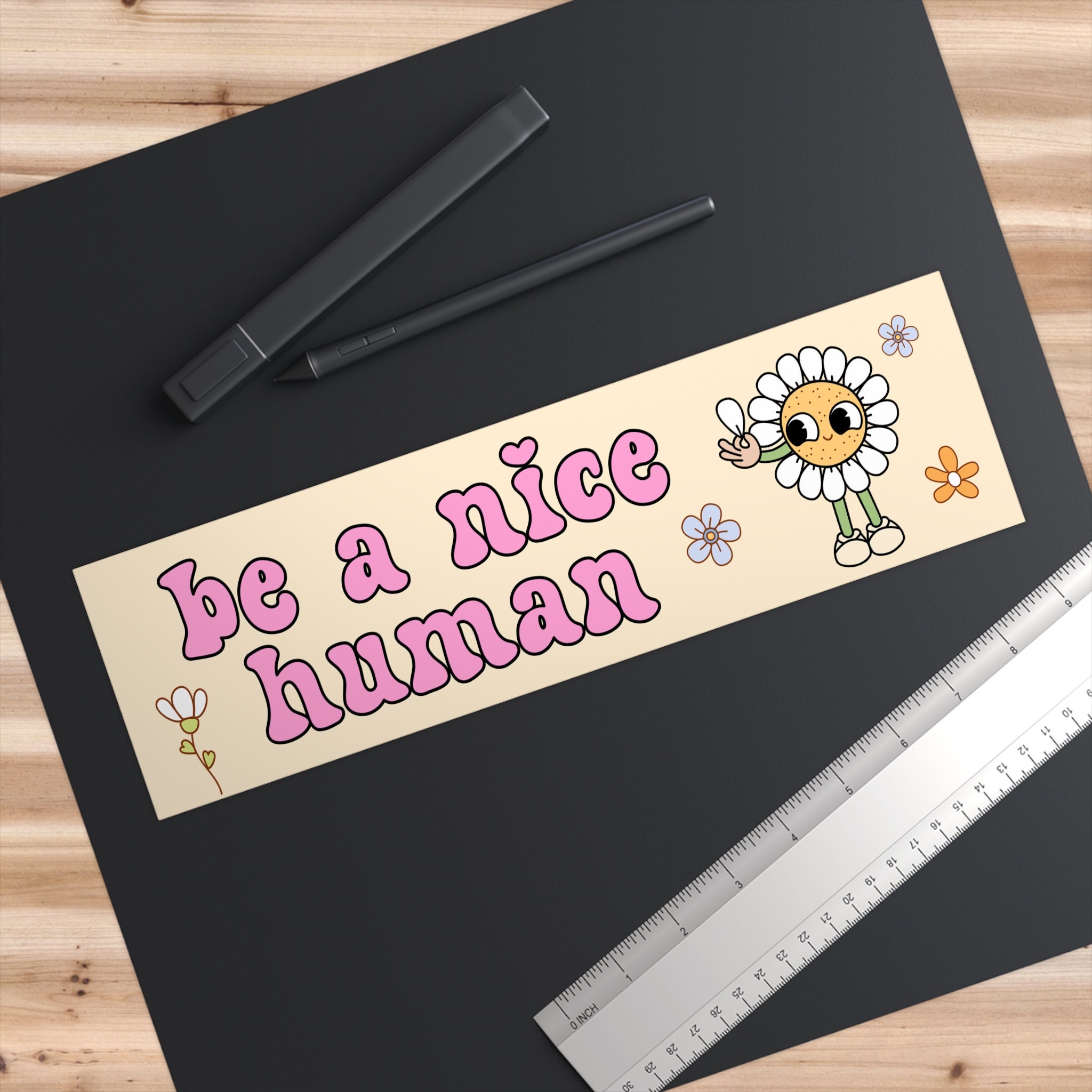 Be A Nice Human Car Decal Sticker, Hippie Gen Z Bumper Sticker, Cute ...