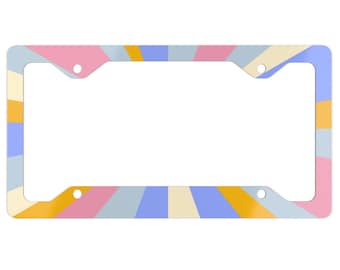 Retro Pastel Car License Plate Frame, Pink y2k Car Accessories for Women, Cute Car Decor