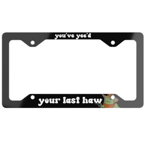 Funny Cowboy Frog License Plate Frame, Funny Gen Z Car Bumper, Cottagecore Car Decor, Vehicle Accessories Gift for Her Him