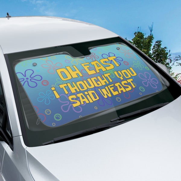 Oh East Sponge Car Sun Shades, Funny Car Decor, Car Windshield Sun Blocker, Car Accessories, Vehicle Accessory, Gen Z Gift,  Bob Sun Blind