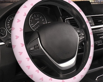 Roze hart autostuurhoezen, y2k girly autoaccessoires voor vrouwen, schattig autodecor, Gen Z-cadeau