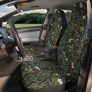 Green Wildflower Car Seat Covers for Front Seats - 2 Pack, Cottagecore Car Accessories for Women, Cute Car Decor Gift
