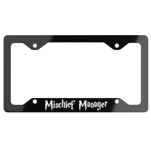 Mischief Manager License Plate Frame, Funny Wizard Vehicle Accessories for Car Bumper, Gift For Her