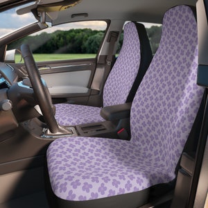 Purple Floral Print Car Seat Covers for Front Seats - 2 Pack, Car Accessories for Women, Cute Car Decor