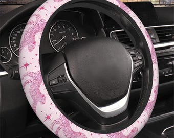 Roze cheetah-autostuurhoezen, luipaarddierenprint cheetah-auto-accessoires, maan schattig autodecor, Gen Z-cadeau