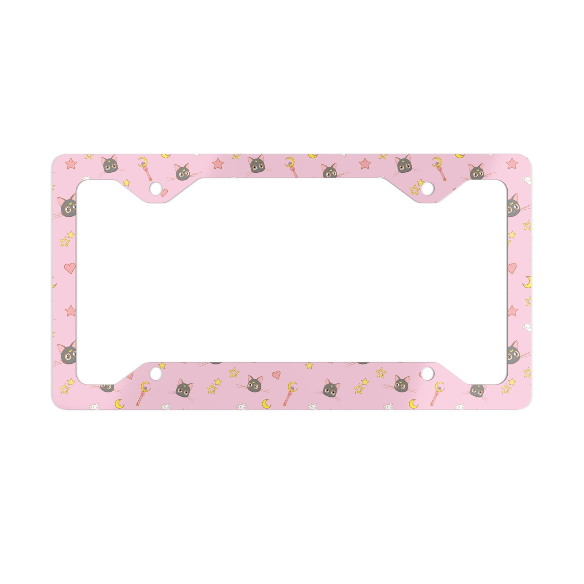 Pink Moon and Star Car License Plate Frame, Luna Gen Z Car Accessories, Cute Car Decor Gift