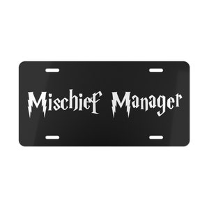 Mischief Manager Front License Plate, Harry Wizard Funny Vanity Plate, Cute Car Decor Gift, Car Accessories for Women