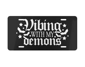 Purple Medusa Vanity License Plate, Mythological Car Plate, Front