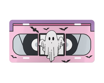 Ghost VCR Retro Front License Plate, Whimsigoth Car Accessories, Pastel Goth Vanity Plate, Cute Car Decor Gift