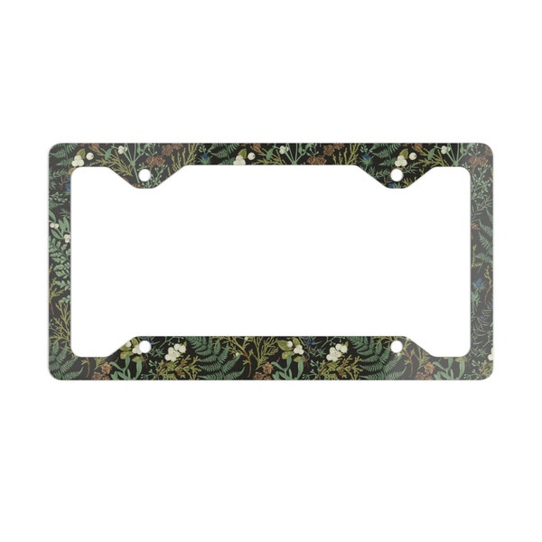 Green Wildflower License Plate Frame, Cute Cottagecore Vehicle Accessories for Car Bumper, Gift For Her