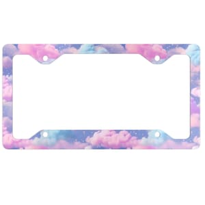 Pastel Clouds License Plate Frame, Cute Car Decor, Vehicle Accessories for Car Bumper, Gift For Her