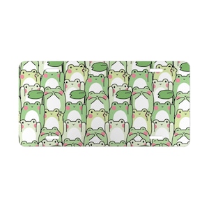 Green Frogs Front License Plate, Funny Vanity Plate, Cottagecore Cute Car Decor Gift, Vehicle Accessories for Women