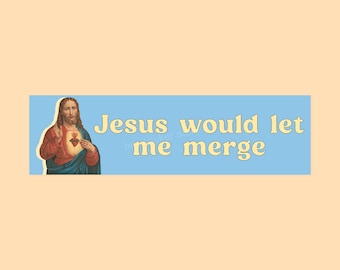Funny Jesus Bumper Sticker | Gen Z Let Me Merge Funny Religious Gift Waterproof Car Decal For Her Him | Retro Sticker