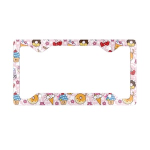 Kawaii Lebensmittel Auto Nummernschild Rahmen, Kawaii Fahrzeug Zubehör für Auto Stoßstange, niedliche Auto-Dekor, Geschenk für sie